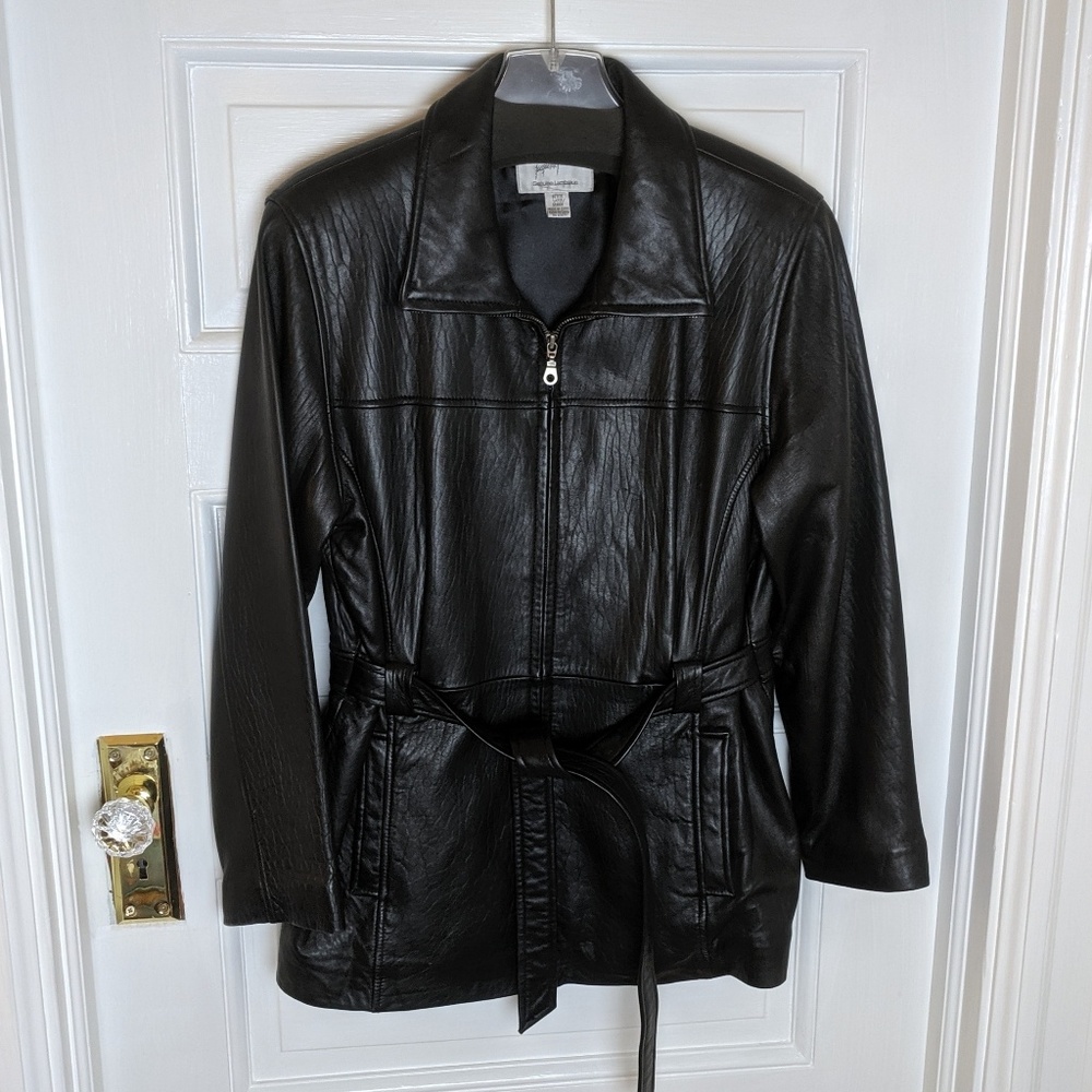 Genuine Leather Belted Jacket